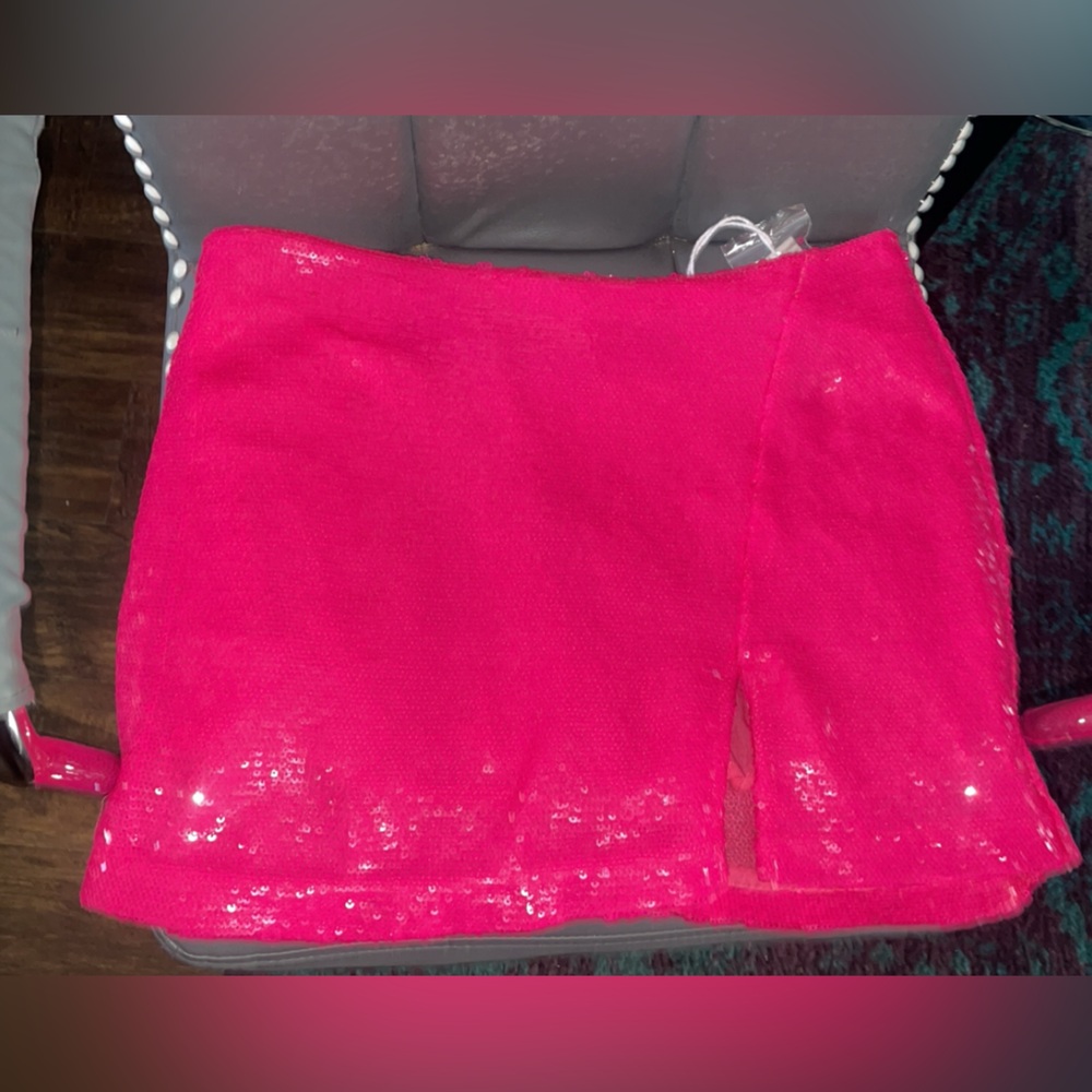 Love the Label Barbie hot pink slit sequin mini skirt for sale